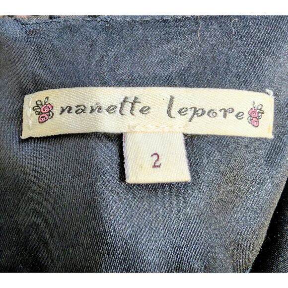 Nanette Lepore Skirt Suit Set Y2K Black Textured Dot Velvet Trim Sz 2 USA - Picture 8 of 16